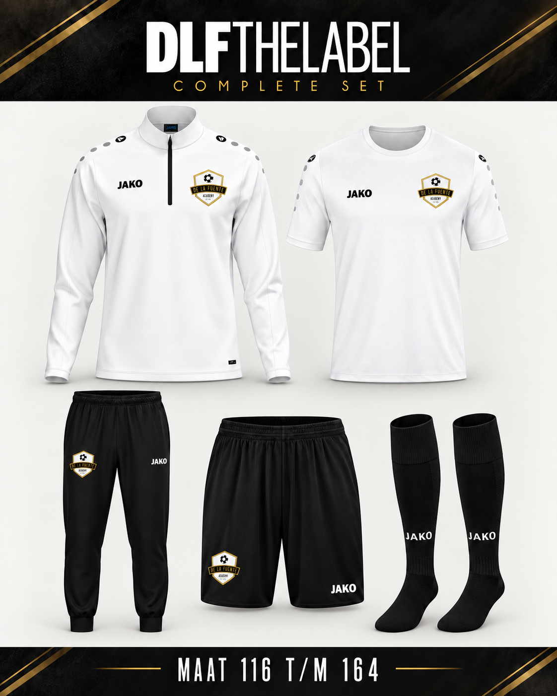 DLFTHELABEL complete set met witte trainingstop – maat 116 t/m 164